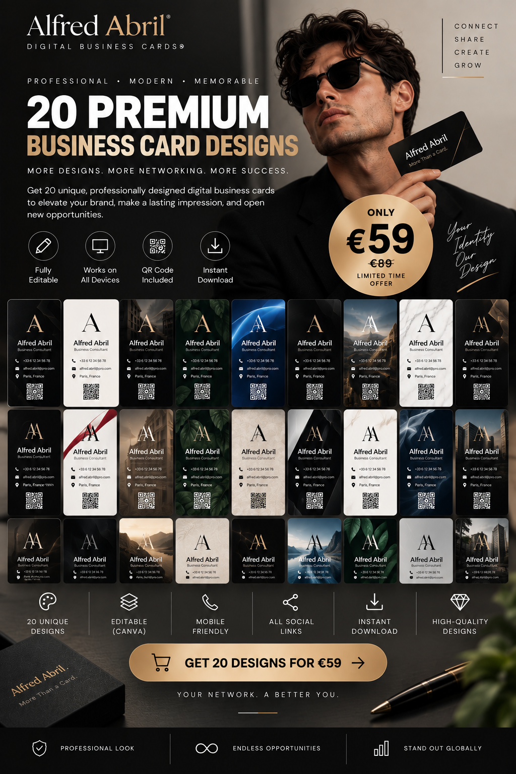 Frame digital business card template