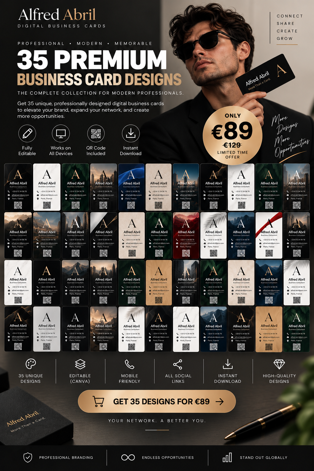 Monument digital business card template