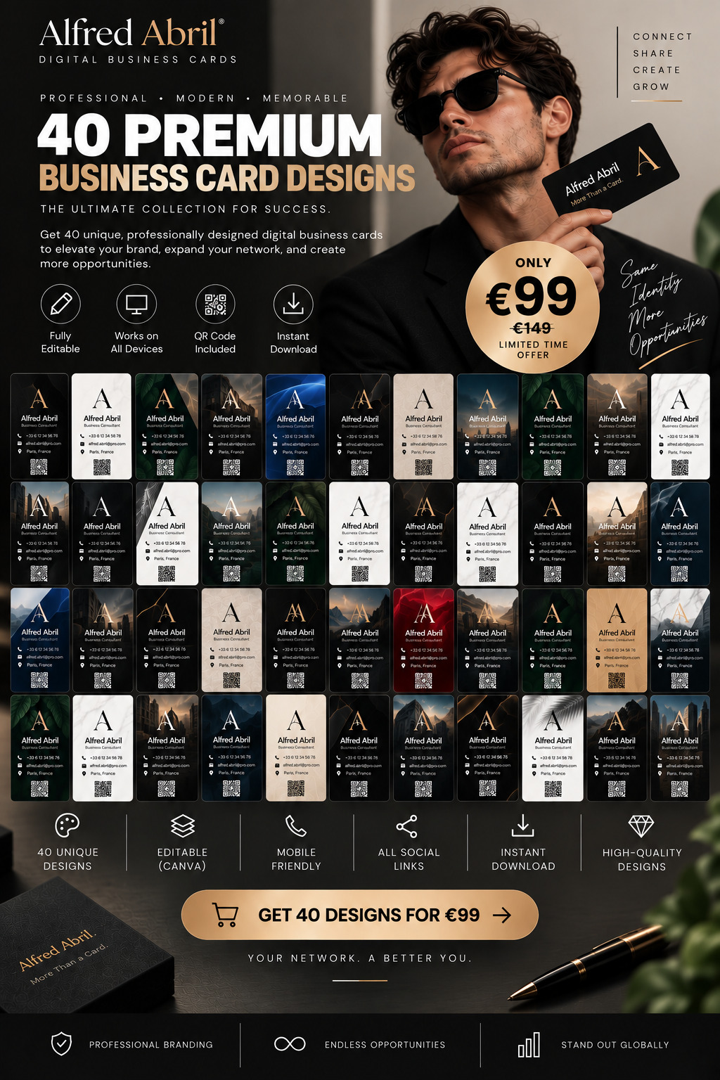 Onyx Executive digital business card template